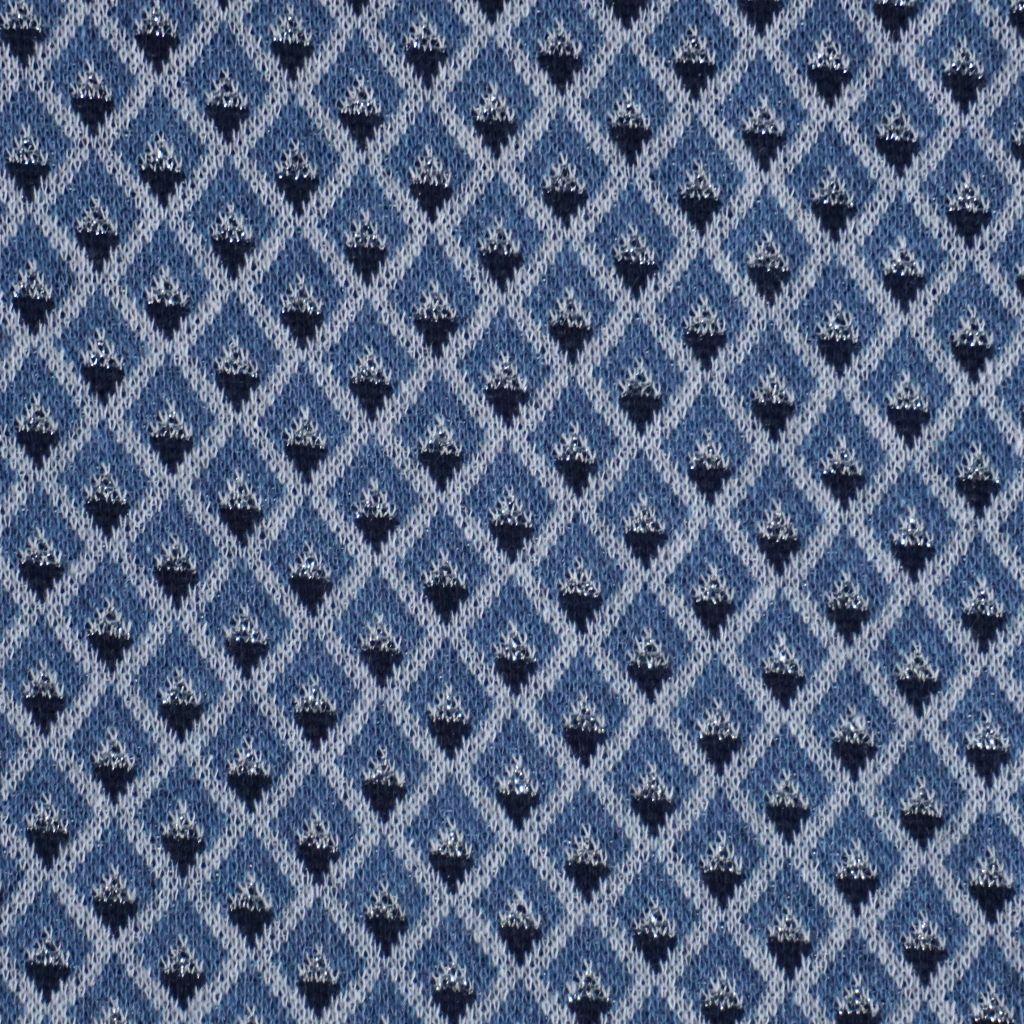Jacquard-Strick Rauten blau silber